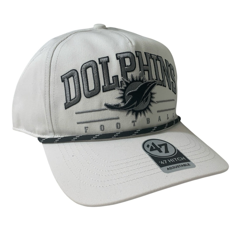 '47 Brand Miami Dolphins NFL White Rope Hitch Snapback Adjustable Cap Hat OSFM